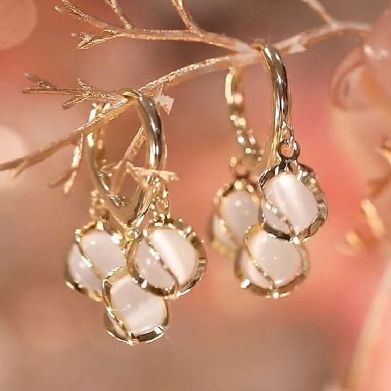 💫ARETES DE OPALO EN DOBLE BAÑO DE ORO✨