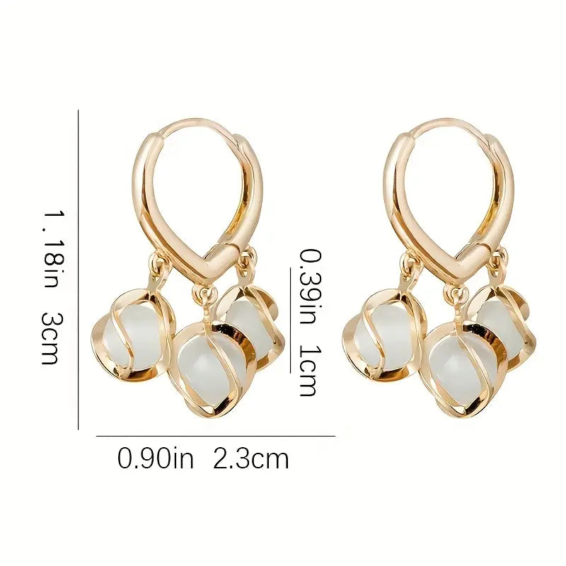 💫ARETES DE OPALO EN DOBLE BAÑO DE ORO✨