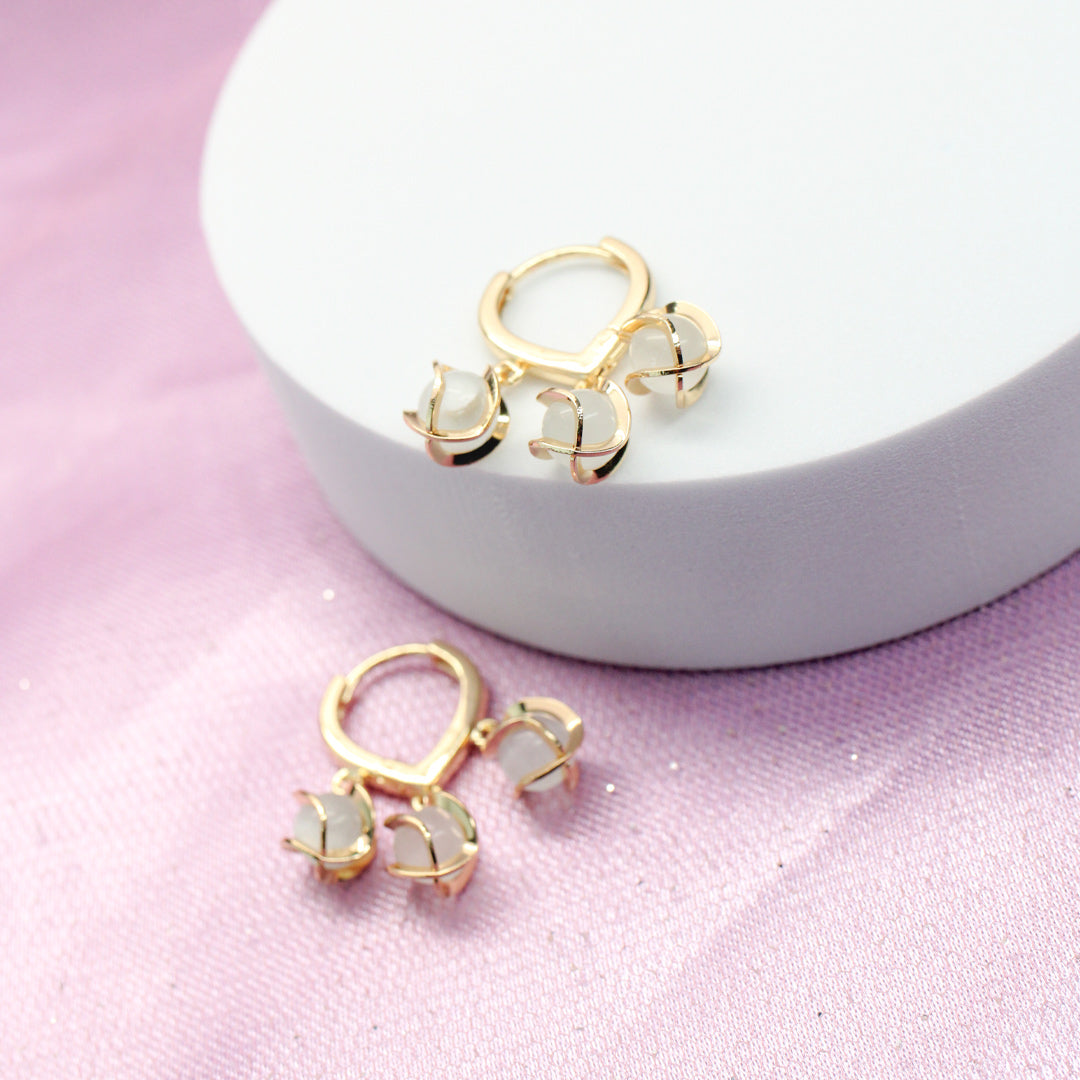 💫ARETES DE OPALO EN DOBLE BAÑO DE ORO✨