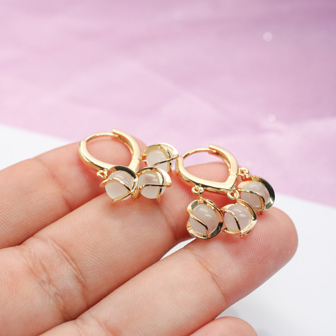 💫ARETES DE OPALO EN DOBLE BAÑO DE ORO✨